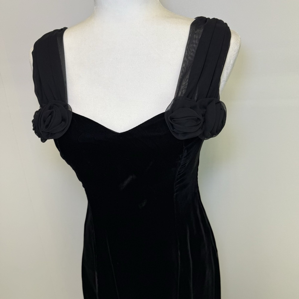 Vintage 80s Positively Ellyn Corset Black Velvet Goth Prom Cocktail Dress union - Picture 3 of 16